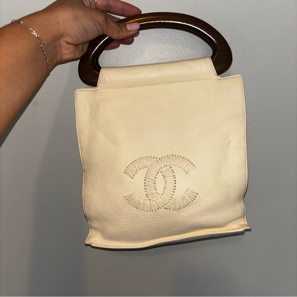 CHANEL Hand Bag Leather White Gold - Picture 8 of 13